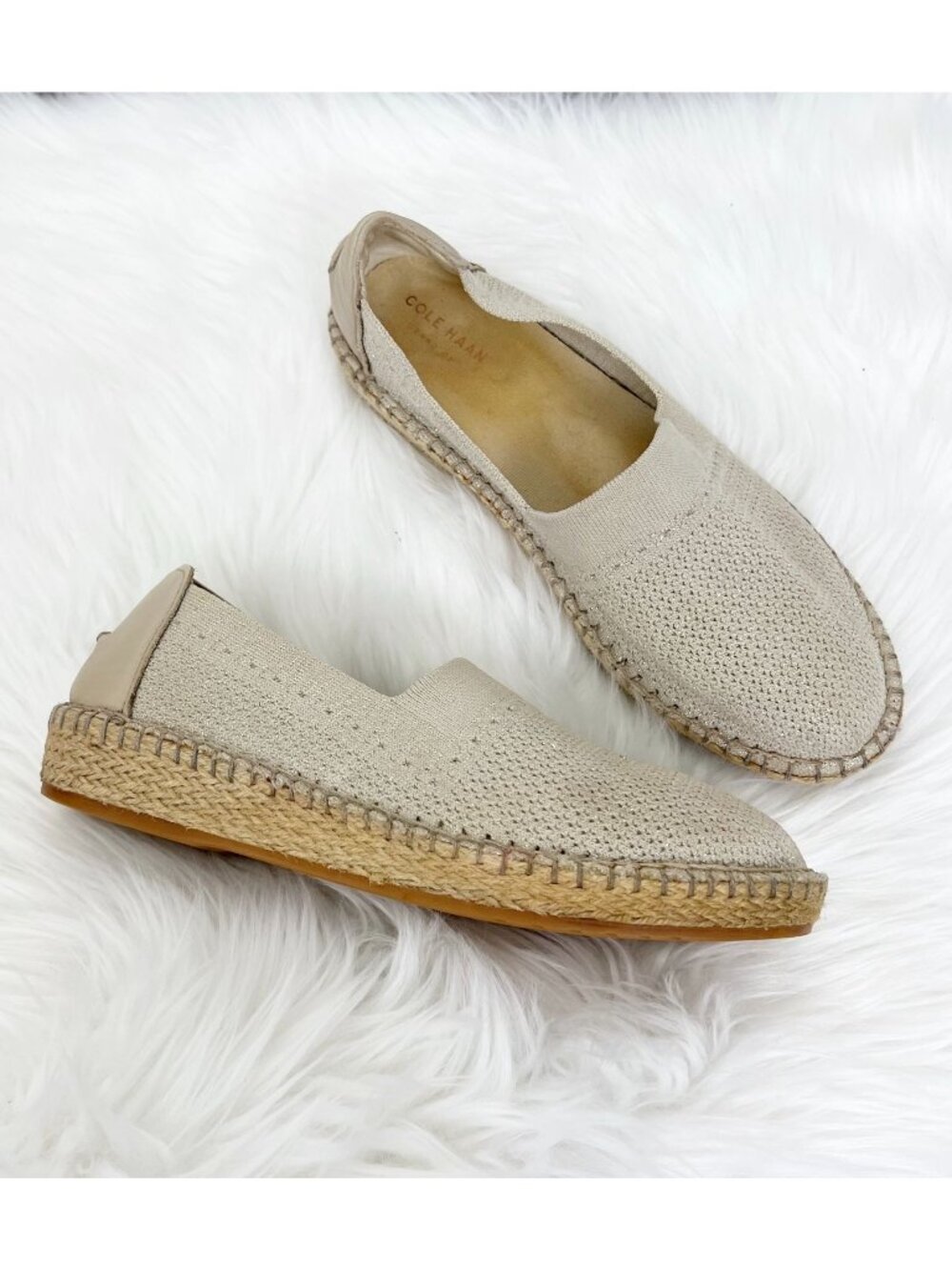 Cole Haan Cloudfeel Stretch Knit Slip On Espadrille Loafers Womens 9.5 Comfort